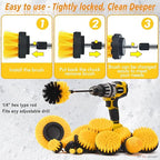 SHIELDPRO 18 Pack Drill Brush Attachment Set, Power Cleaning Scrub Brushes for Drill, Extend Long Attachment, All Purpose for Bathroom, Car Detailing, Carpet, Tile Grout, Sinks, Corners