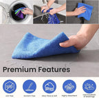 Microfiber Cleaning Cloths-12 Pack,Microfiber Towels for Cars & Kitchen,Highly Absorbent Cleaning Towel,Lint Free Streak Free Rags for House,Window,Purple,Green,Blue(16"x16")
