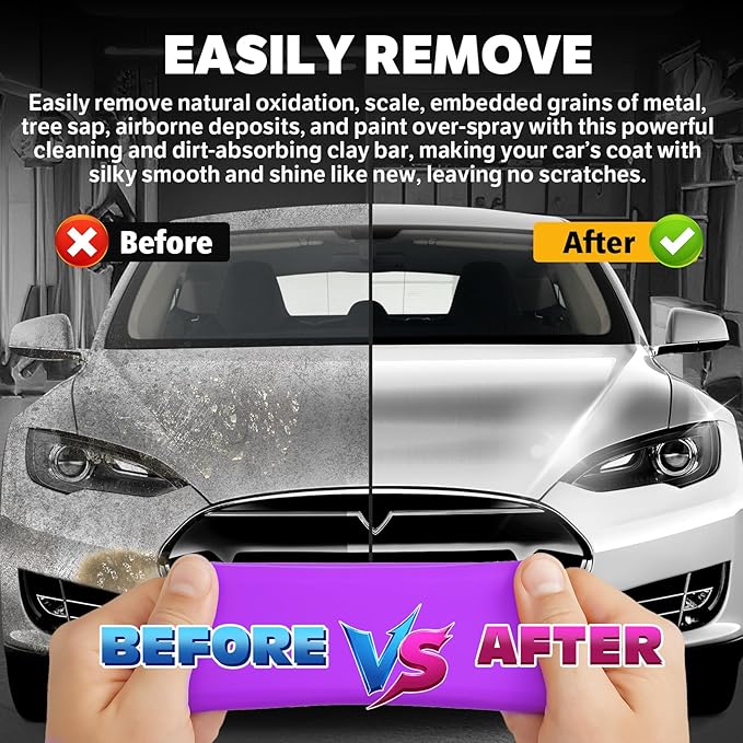 XPERTCHEMY Car Clay Bar 4 Pack 400g(4x100g), Auto Detailing Premium Grade No Scratch Magic Clay Bars Cleaner Kit with Washing and Adsorption Capacity for Car Auto SUV, RV, Truck, Purple
