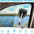 Baderke 9 Pcs Car Windshield Cleaner Tool Kit with with Extendable Handle, Microfiber Towel Pads, Sponge, Ventilation Brush, Empty Spray Bottle for Auto Glass Wiper Suvs Rvs & Home Windows(Grey)
