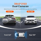 70mai 4K Dash Cam Front and Rear with STARVIS, Dashcam with 5GHz WiFi, GPS Car Camera, Super Night Vision, ADAS, 3'' IPS Screen, 24H Parking Mode, Time-Lapse, Loop Recording, Support 256GB Max (A800S)