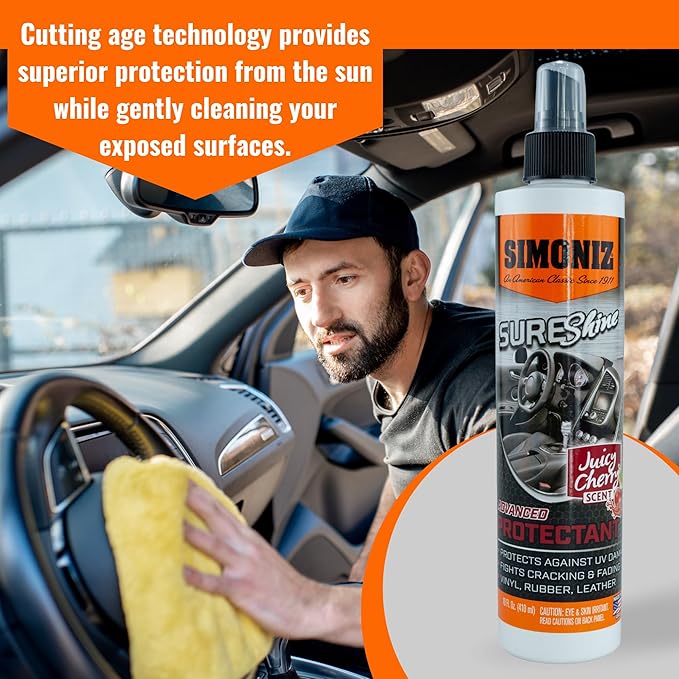 Simoniz Sure Shine Auto Detailer – 10 oz Bottle Professional Mist and Wipe Vehicle Protectant – Instantly Provides a Just Waxed Look & Feel - for Cars, Trucks, SUVs, Boats & Bikes (Juicy Cherry)