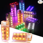 2 PCS Car USB Night Light, Portable Magnetic Car Atmosphere Interior Light, 8 High-Brightness LED Beads, Rechargeable Touch-Sensitive Light for Vehicles, Bedrooms, Hallways, Camping.(2 Amber)