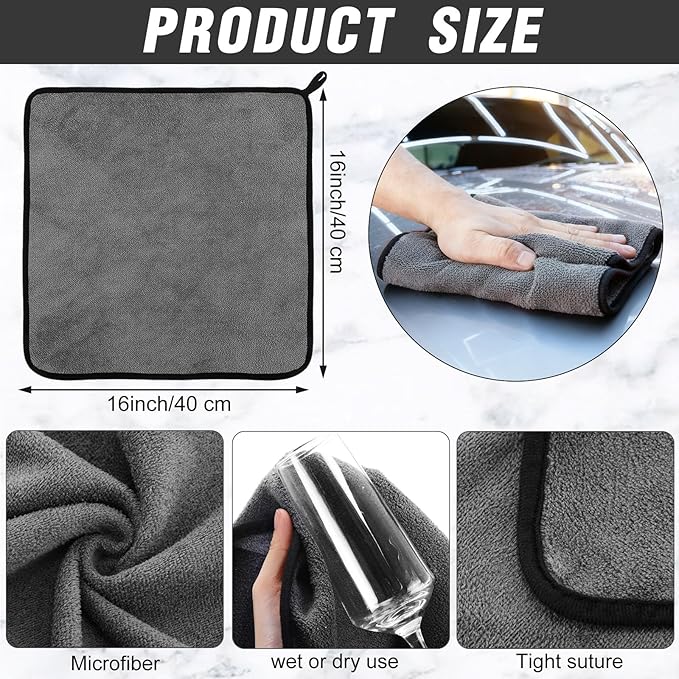 Tallew 40 Pcs Microfiber Towels:16"x16" Microfiber Drying Towels Bulk Micro Fiber Car Cleaning Cloth for Cars Drying Washing Polishing Office Windows Cleaning Household Supplies (Gray)