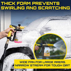 Clean Car USA Foam Cannon Pressure Washer Gun, Stubby Foam Sprayer for Car Wash, Power Washer Swivel for Pressure Washers - Incl. Wash Mitt & Microfiber Towel, Ultimate Detailing Kit for Deep Cleaning