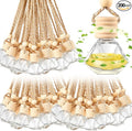 Domensi 200 Pcs Car Diffuser Bottles Air Freshener Bulk, Hanging Empty Glass Perfume Bottles Refillable Air Freshener Pendant Fragrance Vials Ornament Decor with Wooden Caps String(Classic)