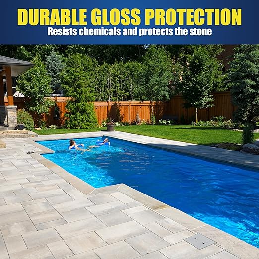 Super Wet Look Stone Sealer-8oz, Durable & Long-Lasting Protection with High Gloss Finsh, Stain Proof, Against Water Damage & Dissolved Salts Natural Stone Sealer for Sandstone, Driveways