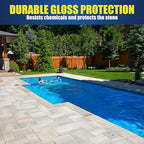 Super Wet Look Stone Sealer-2 Gallon, Durable & Long-Lasting Protection with High Gloss Finsh, Stain Proof, Against Water Damage & Dissolved Salts Natural Stone Sealer for Sandstone, Driveways