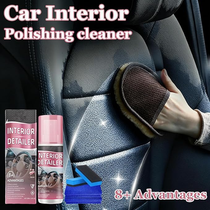 2026 Advanced Car Interior Cleaner Spray - All-Purpose Polishing Detailer for Dashboards, Seats, Leather, and Plastic Surfaces