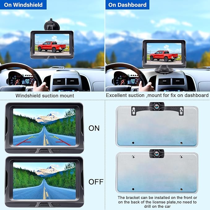 HD 1080P 5 inch Wireless Backup Camera for Truck: 15-Min Easy Install Clear Night Vision Digital Signal Stable No-Delay Bluetooth Rear View Camera for Car Pickup SUV Camper Parking Safety Assistance