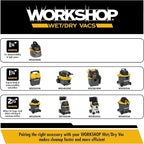 WORKSHOP Wet/Dry Vacs Shop Vacuum WS0255VA 2.5-Gallon 1.75 Peak HP Portable Wet Dry Vacuum Cleaner with Filter Bag, Hose and Attachments for Cleaning in the Home