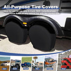 Explore Land Tire Covers 4 Pack - Tough Wheel Protector for Truck, SUV, Trailer, Camper, RV Universal Fits Tire Diameters 32-34.75 inches, Black