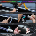 YUGUANG Interior Car Lights Strip APP Control, 5 in 1 Multicolor Music Sync RGB LED Car Ambient Lighting Kit with 236 inches Fiber Optic