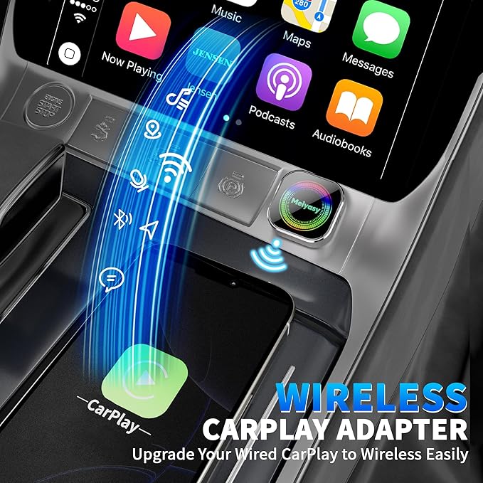 2026 Upgraded Wireless CarPlay Adapter for iPhone, Compact Mini Metal Shell Design Small Size, (New Update) Plug and Play, Fast and Stable Connection CarPlay Adapter for Apple iOS ＆Android (Silvery)