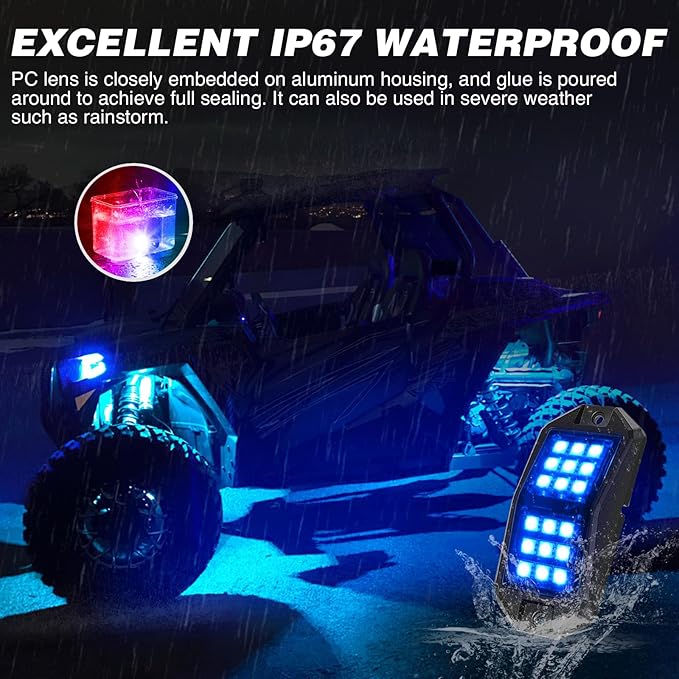 Nilight RGB LED Rock Lights Kit 6 PCS 18LED Wide Angle Wheel Well Light with Remote & Bluetooth App Dual Control Multi Modes Underglow Multicolor Neon Pod for ATV UTV SUV Offroad Truck RZR Boat
