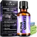 Alpha Quartz 50ml Elastic Film Ceramic Coatings for Cars with 92% Hyper Particles for High Performance, Beginners & Pro Detailers, 4-Hour Cure, Deep Gloss, Slick & Hydrophobic (Covers 2 Midsize Cars)
