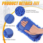 3 Pack Chenille Premium Scratch-Free Microfiber Wash Mitt Car Wash Sponges, Non-Scratch Car Cleaning Sponge Mitts, Ultra-Soft Glove, Swirl-Free Finish, Safe for Trucks, Suvs(Multicolor)
