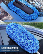 YeewayVeh Car Duster Exterior Scratch Free Microfiber Car Cleaning Brush, Extendable Handle Pollen and Dust Brush for Truck, SUV, Vehicles and Home Cleaning, Blue
