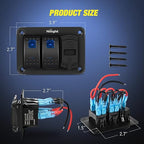 Nilight 2 Gang Rocker Switch Panel Blue Backlit with PD Type C and USB Charger Voltmeter Waterproof 12V 24V DC Night Glow Stickers for Car Trucks Boats RVs