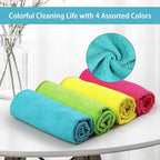 HOMEXCEL Microfiber Cleaning Cloth, 5 Pack Cleaning Towels for Kitchen, Lint Free, Scratch-Free, Highly Absorbent, and Reusable Cleaning Rags for House, 11.5 X11.5 inch (Green/Blue/Yellow/Pink)