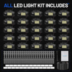 25 Pods 6500k White Rock Lights, IP68 Waterproof 36 LEDs SMD Chips Underglow Kit for Truck Pickup SUV UTV ATV RZR Car Boats