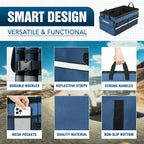 K KNODEL Car Trunk Organizer with Lid, Collapsible Car Trunk Storage Organizer, Car Organizer and Storage for SUV, Truck, Sedan (Medium, Blue)
