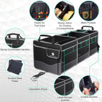 Trunk Organizer with Cooler, Collapsible Trunk Storage Container with Non Slip Bottom Strips, Large Multi-Compartment Waterproof Car Trunk Organizer Groceries for Vehicle Sedan, Suv, Truck,Van(Black)