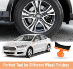 Large Tire Shine Applicator, Car Tire Shine with Curved Brush Head - Large Automotive Tire Dressing Applicator Brush with Storage Stand for Tire Shine Tire Detailing, 3.6 Inch Length (Orange)