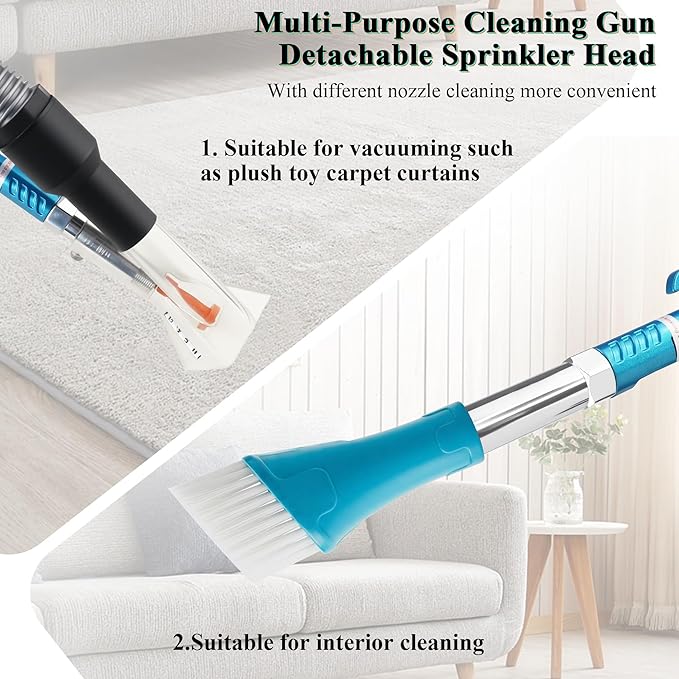 GOCCIDA 2IN1 Car Interior Detailing Air Blow Gun & vacunm Gun with Adjustable Air Flow Nozzle,Cleaning Gun Quickly Blasts Dirt and Dust from Surface Works with Air Compressor(Upgrade Rotate Tube) Blue