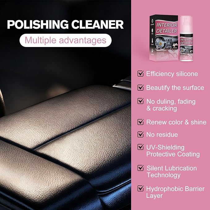 Car Interior Deep Cleaner for Rubber, Plastic, Leather Surfaces, All-Purpose Detailing Polish, Tire Cleaning Solution