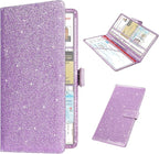 RSAquar Car Registration and Insurance Holder, Vehicle Car Glove Box Organizer, Cool Car Accessories for ID, Driver License Cards & Essential Document, Men&Women, Purple Glitter