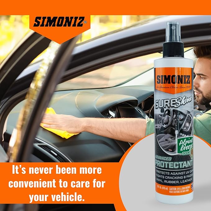 Simoniz Sure Shine Auto Detailer – 10 oz Bottle Professional Mist and Wipe Vehicle Protectant – Instantly Provides a Just Waxed Look & Feel - for Cars, Trucks, SUVs, Boats & Bikes (Alpine Breeze)