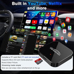 3-in-1 Wireless Carplay Adapter Support Apple CarPlay & Android Auto, Magic Video AI Box for Streaming Netflix YouTube,Upgraded Dual-Band WiFi, Converts Wired to Wireless Car Play for iPhone/Android