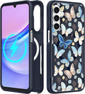 for Samsung Galaxy A14 5G Phone Case - Compatible with MagSafe Women Girls Cute Magnetic Protective Cover Girly Blue Butterfly Heavy Duty Shockproof Design for Samsung Galaxy A14 5G Cases