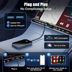 2026 Upgraded Wireless CarPlay Adapter for iPhone – Convert Factory Wired to Wireless Plug-and-Play USB-A/USB-C, No Latency Siri/HD Nav, Compatible with Car with Wired CarPlay & iOS 10+