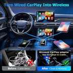 2026 Upgraded Wireless CarPlay Adapter for Apple iPhone, Plug and Play, Fast Auto-Connect, Realtek 8730E Chip Stable & No Latency, Wired to Wireless Adapter with USB-A/Type-C Port Gray-CT (CM101)