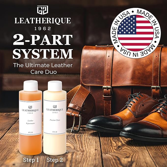 Leatherique Prestine Clean 8 oz | Leather Cleaner & Conditioner for Cars, Furniture, Saddles & More | Gently Removes Dirt, Oils & Impurities | Works Alone or with Leatherique Rejuvenator Oil