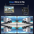 1080P HD Wireless Backup Camera System, 7-inch LCD Monitor with 2 Rearview Camera for Trailer RV Camper Truck Car Bus, DIY Guide Lines, IP68 Waterproof, Night Vision, BSD, 12V-36V