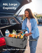 HOTOR Trunk Organizer for Car - Car Organizer, Foldable Trunk organizer for SUVs & Sedans, Sturdy Organization for Car Accessories, Tools, Sundries, Grey, 2 Compartments, 23.6"×14.2"×10.6"