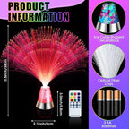 2 Pack LED Fiber Optic Lamp with Remote Control, 13.5" Multicolored Changing Fiber Optic Lights, Crystal Base Battery Powered Glitter Light for Room Wedding Disco Party Birthday Carnival Holiday