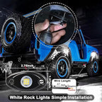 24 Pods White Led Rock Lights，Automotive General Under Body Neon Glow Led Pure Light Kit Ip68 Waterproof 3.8ft Extension Wires for Car Truck Boat Rv ATV Utv SUV RZR Motorcycle Trail Rig Lamp（White）