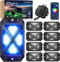 MICTUNING C4+ RGBW Rock Lights, 8 Pods 360° Ultra Bright Pure Color Underglow Neon Lights, Bluetooth APP Control & Music Mode, IP68 Waterproof, for Trucks Cars ATV UTV Golf Cart (2 Year Warranty)