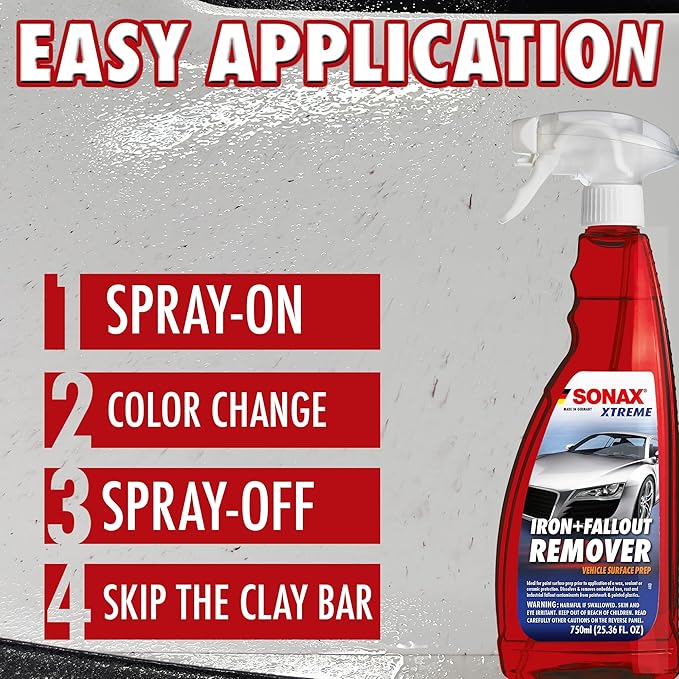 SONAX Iron+Fallout Remover 513400 | High-Performance Decontamination Spray for Paint & Wheels | Dissolves Stubborn Iron Deposits, Industrial Fallout, & Lime Stains | Easy Application | 750ml