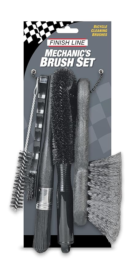 Finish Line Easy-Pro 5 Piece Mechanic’s Bicycle Cleaning Brush Set – Professional-Grade Kit with Chain Keeper, Durable Multi-Surface Brushes