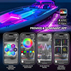 OPT7 Aura DreamColor Boat Lights Waterproof, 12V RGB-IC Marine LED Strips with APP & Remote Control, Multi Color Chasing Lighting Kit, Interior Deck Light for Pontoon Jon Bass Boat, Outdoor Gifts