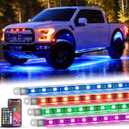 Nilight 4Pcs RGBW Aluminum Underglow Neon Accent Strip Lights 252LEDs Door Assist Multi Color DIY Sound Active Function Music Mode with APP and Remote Control Underbody Light Strips for Car Truck RV