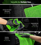 YeewayVeh Complete Drying Towel Set, 3-Pack Microfiber Towels (28"x36" & 16"x16" Drying & Waffle Weave), 1400 GSM Ultra Absorbent, Streak-Free Car Detailing Towels for Bulk Water, Final Polish & Glass