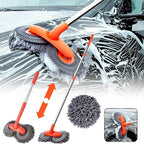 Retractable Car Wash Brush with Long Handle, Rotatable Long Handle Car Cleaning Kit, Brush Duster Scratch Free Cleaning Tool, Car Windshield Window Cleaning Kit, Microfiber Car Duster Dry Towels (1)