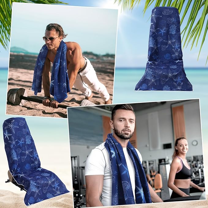 Hahafelt 2 Pack Car Seat Towel Covers Athletic Running Towel Performance Microfiber Post Workout Sweat Washable Cover Non Slip for Seat Outdoor Sport (Ocean)
