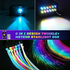 Car Starlight Headliner Kit, 16W Twinkle & Meteor Star Ceiling Lights, 2 in 1 Fiber Optic Light Engine 1000pcs*0.02in*9.8ft+240 RGBW Shooting Stars Lights for Car Home Roof Décor